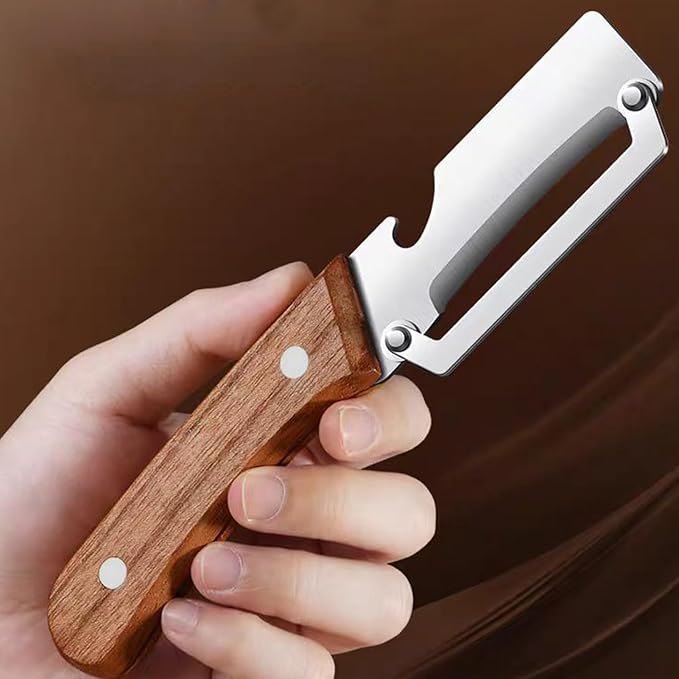 Premium Stainless Steel Fruit and Vegetable Peeler – Durable Wooden Handle Slicer for Kitchen Use