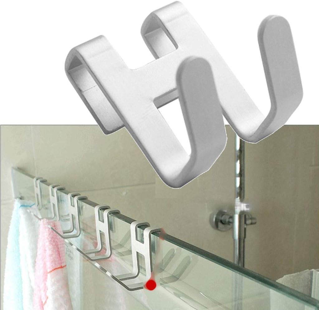 H-Shape Space Aluminum Over-Door Hook – No-Drill Shower Glass Towel Holder – Versatile Metal Hanger for Bathroom, Kitchen, and Cabinet Organization