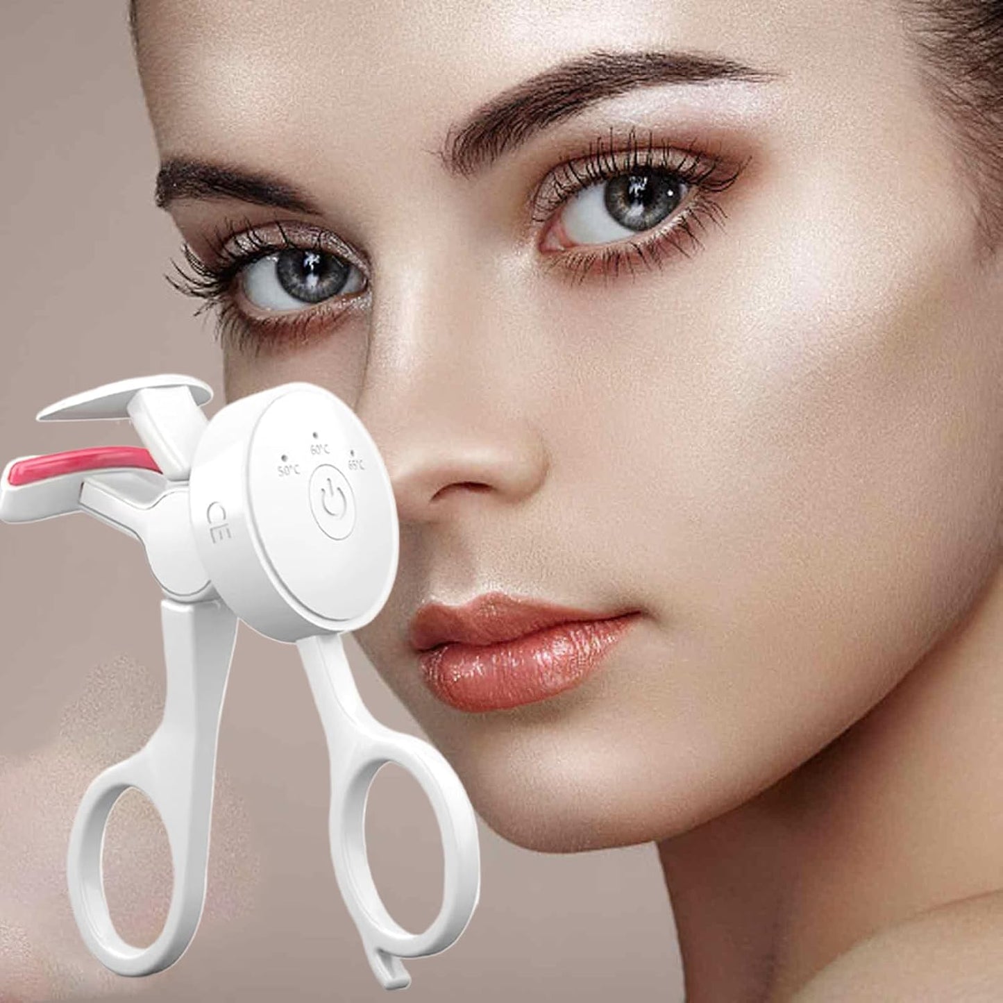 GECOMO Frameless Heated Eyelash Curler – Intelligent Temperature Control – USB Rechargeable & Long-Lasting Electric Eye Lash Lift Tool (White)