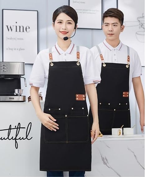 Premium Canvas Work Apron – Custom Professional Apron for Coffee Shops, Florists, and Bakeries – Durable Catering & Retail Uniform