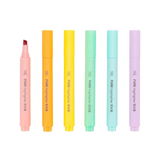 6PCS Pastel Macaron Highlighter Pens – Cute Fluorescent Marker Set for Drawing & School Stationery Supplies