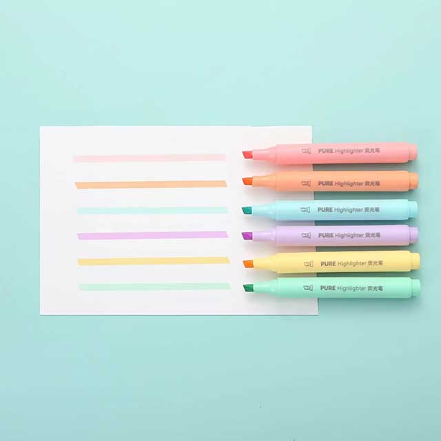 6PCS Pastel Macaron Highlighter Pens – Cute Fluorescent Marker Set for Drawing & School Stationery Supplies