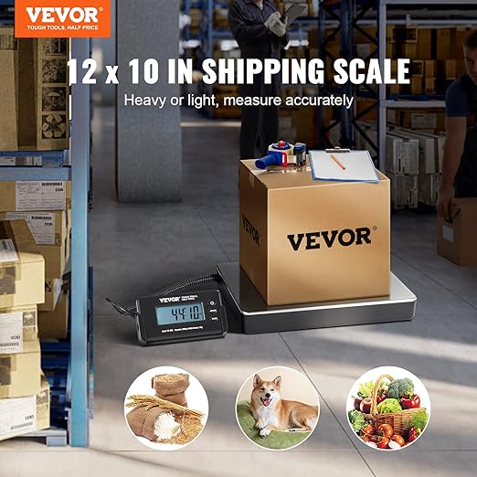 VEVOR Digital Shipping Scale 440 lbs / 200 kg – Heavy Duty Postal Scale with LCD Display, Tare Function & Timer for Packages & Luggage