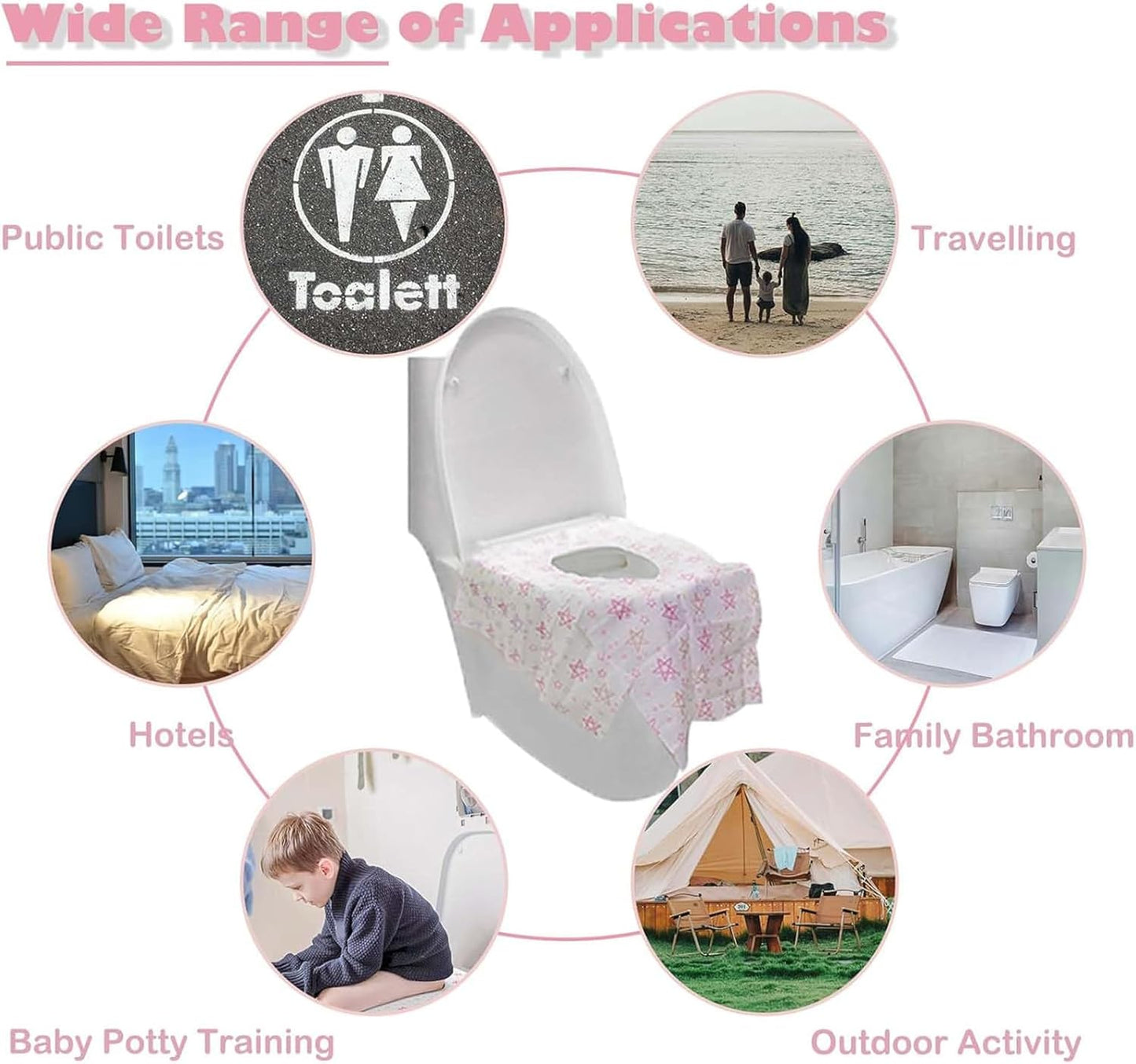 20-Pack Extra Large Disposable Toilet Seat Covers – Individually Wrapped Portable Travel Mats – Waterproof Full-Coverage Potty Liners for Adults and Toddlers