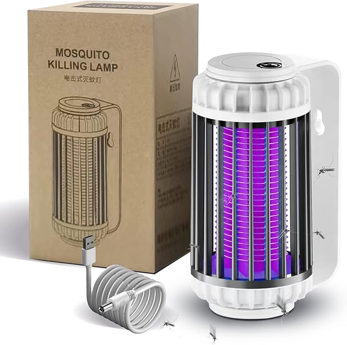 Electric Insect Killer, Mosquito Trap, Electric, Fly Trap, Electric USB, Mosquito Lamp Battery, Insect Trap Lamp, Indoor Insect Lamp, Outdoor UV Mosquito Killer, 50 m²