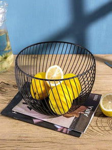 Black Wire Fruit Basket 26cm – Countertop Bowl for Fruits & Vegetables