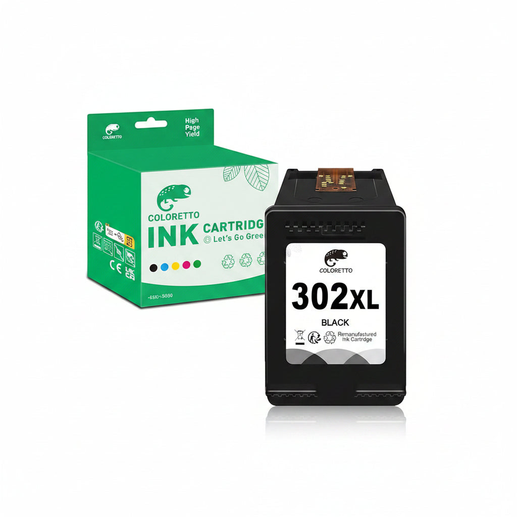 COLORETTO 302XL Black Remanufactured Ink Cartridge – High Yield Compatible Printer Ink (Special Edition)