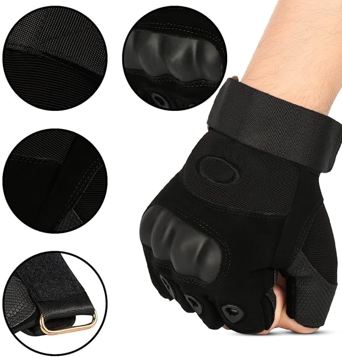 Tactical Half Finger Gloves – Fingerless Sports & Motorcycle Gloves for Cycling, Hiking, Gym & Outdoor Activities