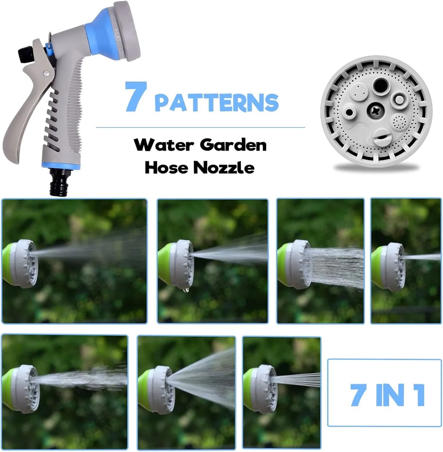 50 Ft Retractable Garden Hose Reel with 7 Spray Patterns – Heavy Duty Wall-Mounted & Portable Hose Reel for Garden Watering, Car Washing & Pet Bathing