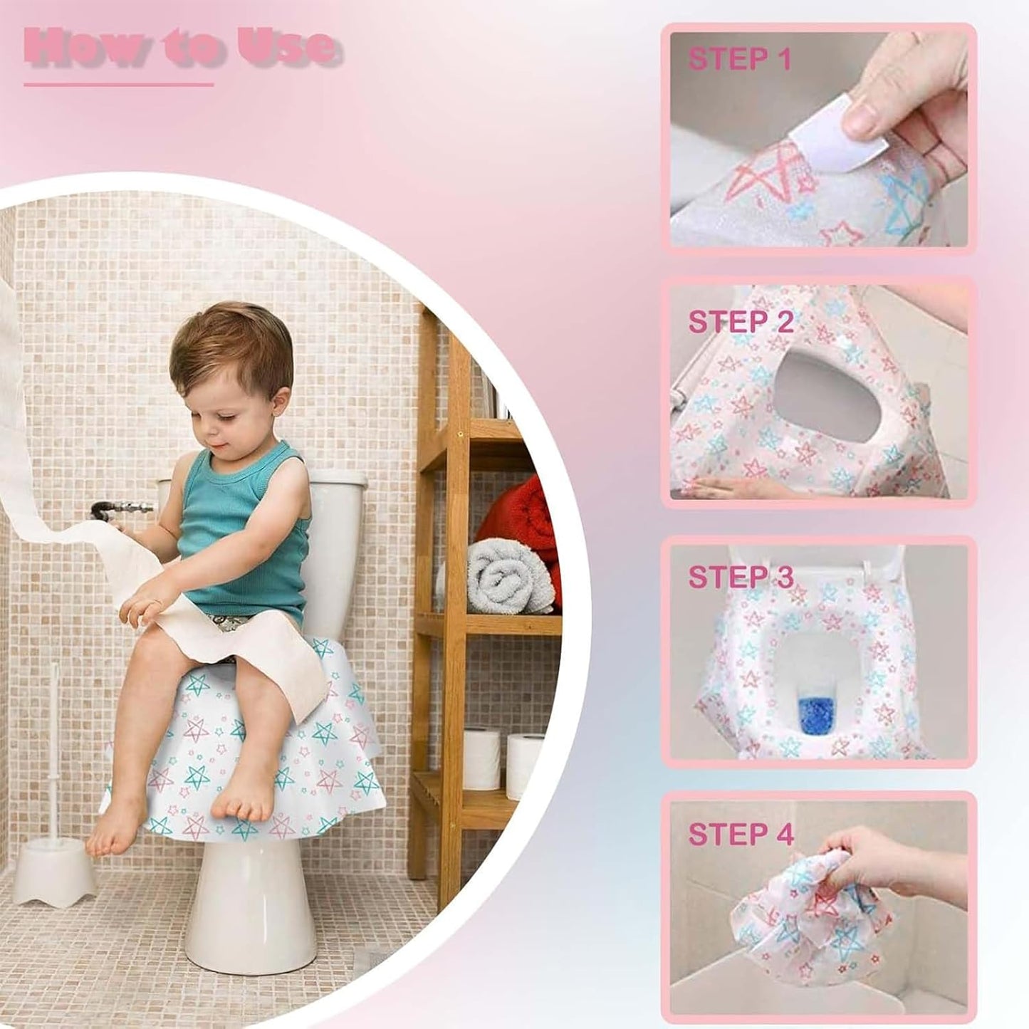 20-Pack Extra Large Disposable Toilet Seat Covers – Individually Wrapped Portable Travel Mats – Waterproof Full-Coverage Potty Liners for Adults and Toddlers
