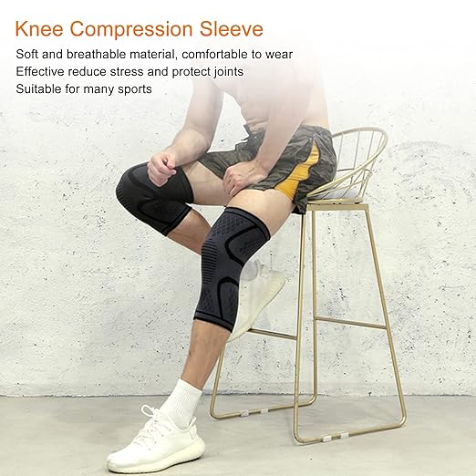 Knee Support Compression Sleeve – Anti-Slip Brace for Running, Basketball & Sports (Unisex, M)