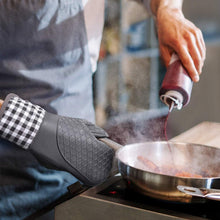 Manique de cuisine extra-longue en silicone isolant – Gant de cuisine épais, antidérapant et résistant aux hautes températures