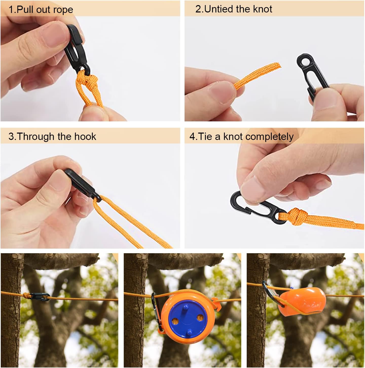 8M Windproof Anti-Slip Outdoor Clothesline – Portable Retractable Laundry Drying Rope for Hotel, Camping, and Travel (Orange)