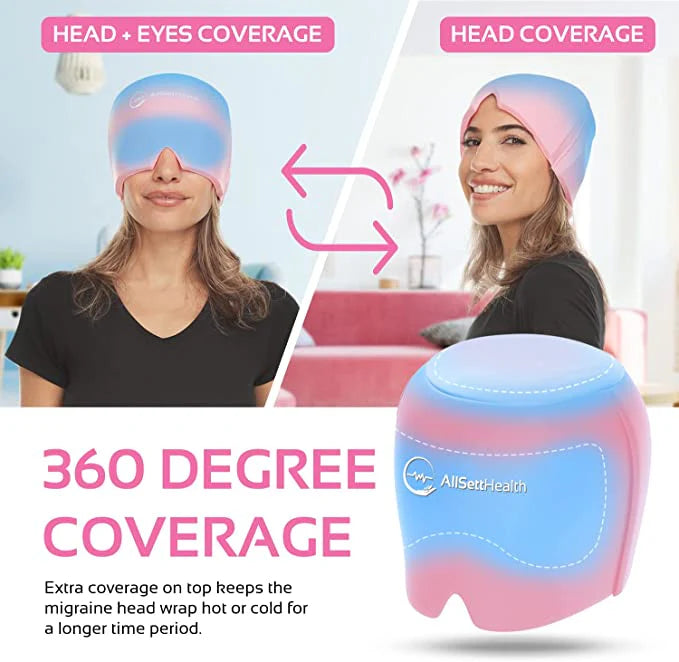 Headache & Migraine Relief Cap – Hot & Cold Therapy Gel Ice Head Wrap for Stress, Sinus & Tension Relief