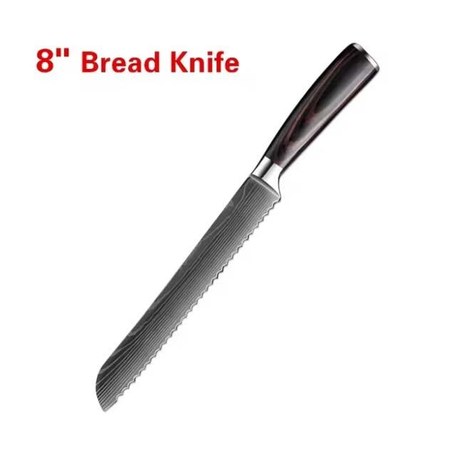 Japanese Chef Knife – 7CR17 440C High Carbon Stainless Steel Imitation Damascus Sanding Laser Kitchen Knife