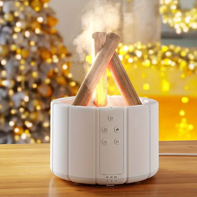 8.45oz Bonfire Aromatherapy Light & Essential Oil Diffuser – Remote Control, Cold Mist Humidifier, Timer & Auto-Off – Perfect for Bedroom, Office, Holiday Décor