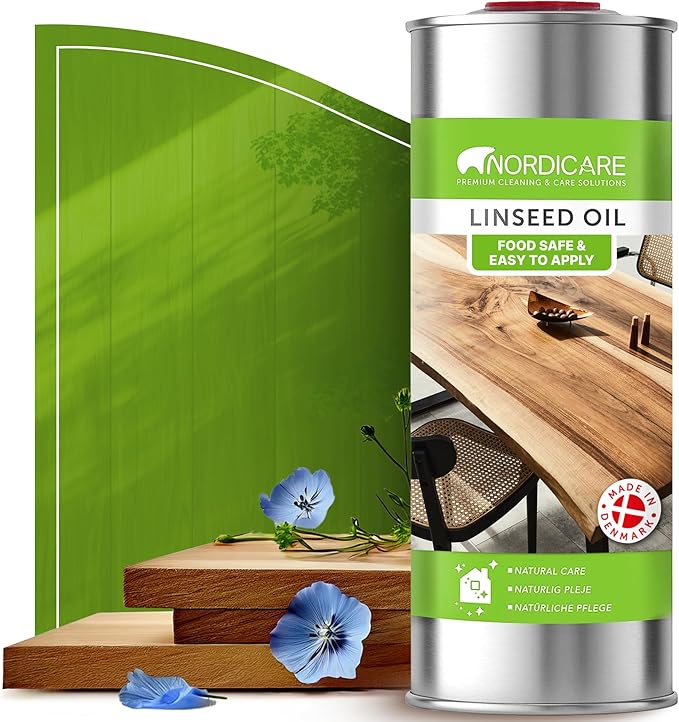 Nordicare Linseed Oil for Wood 34oz – 100% Pure Natural Food-Safe Wood Oil | Furniture & Indoor Protection
