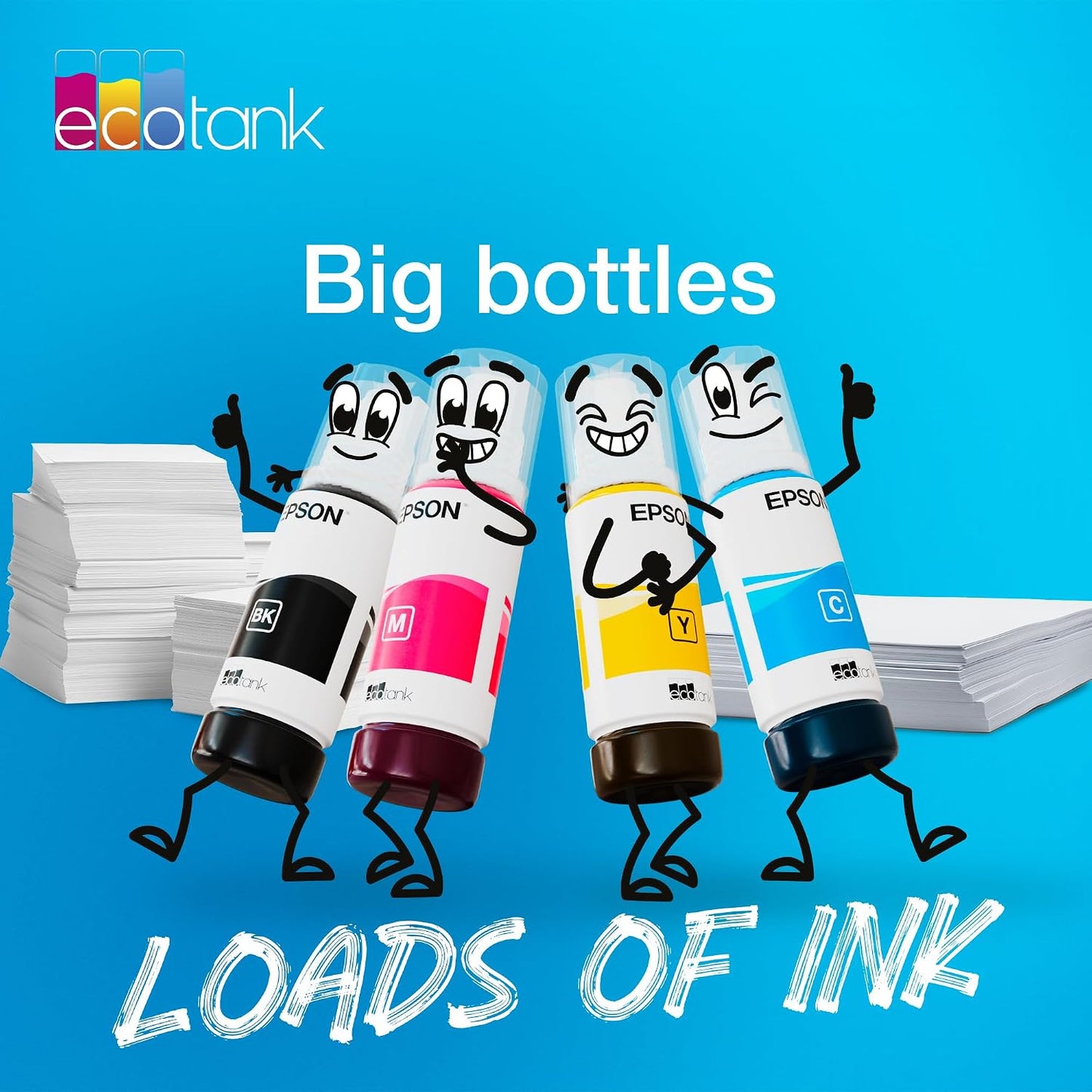Epson EcoTank 104 Genuine Multipack Ink Bottles (BK/C/M/Y) – 65ml Each | Original Epson Printer Ink