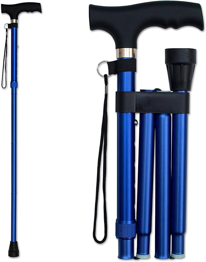 RMS Folding Walking Cane – Adjustable Lightweight Collapsible Mobility Walking Stick with Ergonomic Handle (88cm)