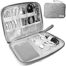 Trousse de voyage pour accessoires électroniques – Étui portable de rangement pour chargeurs, câbles USB, disques durs, batteries externes et gadgets (gris)
