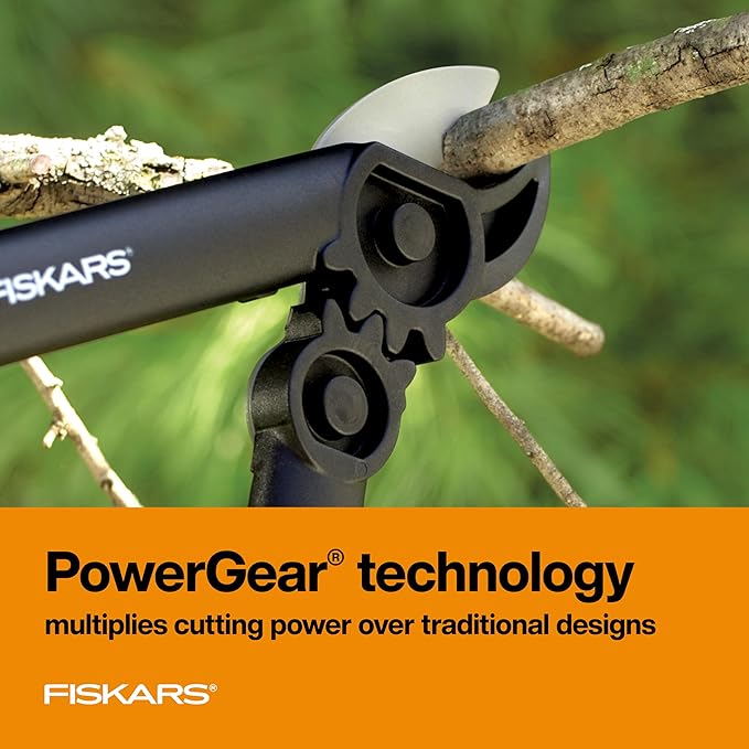 Fiskars 15-Inch PowerGear Loppers – Heavy-Duty Bypass Tree Pruner with Sharp Steel Blade, Cuts Branches up to 1.25 Inches