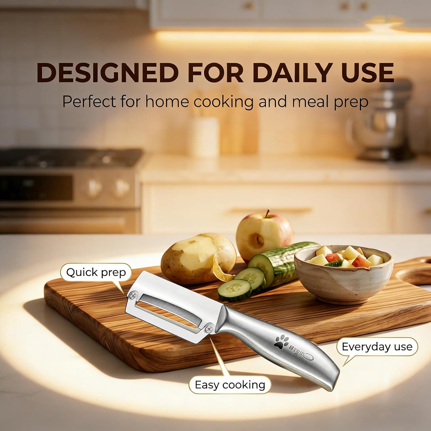 Premium Stainless Steel Fruit and Vegetable Peeler – Durable Wooden Handle Slicer for Kitchen Use
