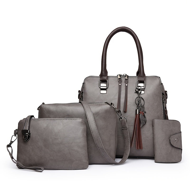 4-Piece Women's Handbag Set – Tote, Shoulder Bag, Satchel Purse & Wallet