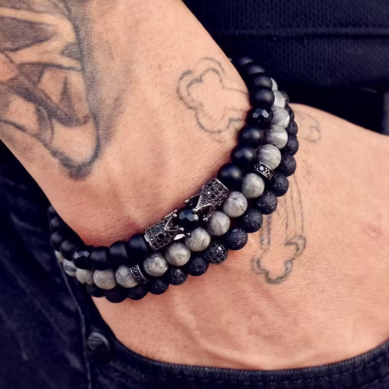 8mm Stone Beads Men Bracelet (EGBT072)