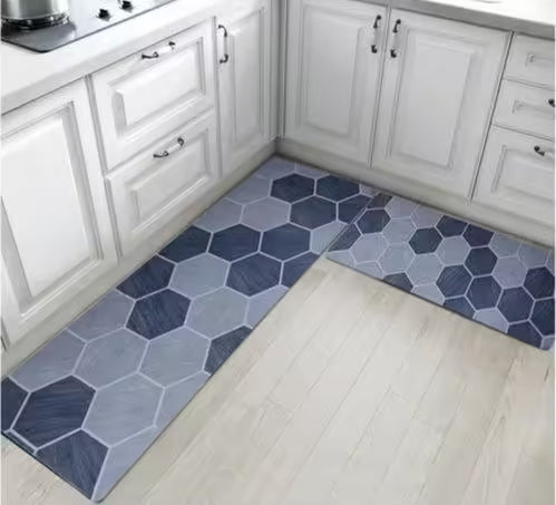 Tapis de sol de cuisine imperméable en PVC alvéolé anti-fatigue de 8 mm d'épaisseur, 2 pièces (120 x 45 cm + 75 x 45 cm)