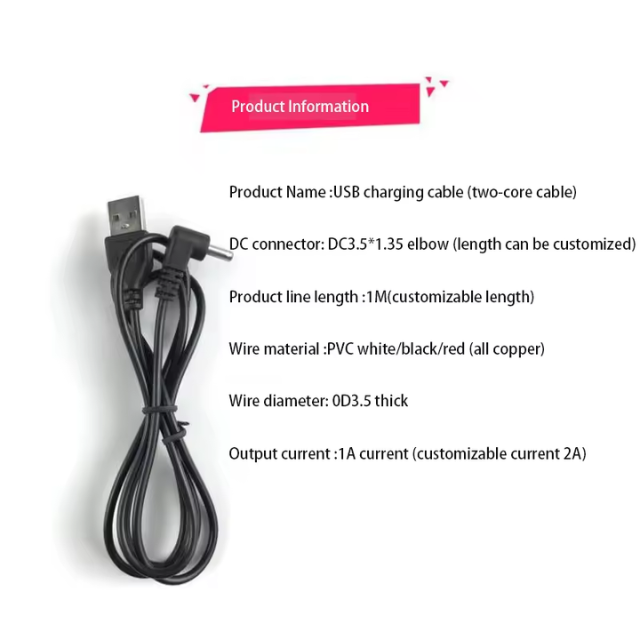 90° USB to DC 3.5mm Charging Cable – Elbow Power Adapter for 5V Desk Lamps, Humidifiers & Mini Fans