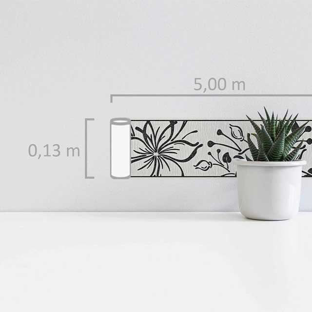 A.S. Création Metallic Self-Adhesive Border – Only Borders 10 in Black & White Decorative Trim (Item 346629)