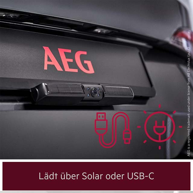 AEG 4.3" Solar Powered RV Wireless Digital Parking Camera – Dual LCD Display, Waterproof Night Vision & Wireless Transmitter