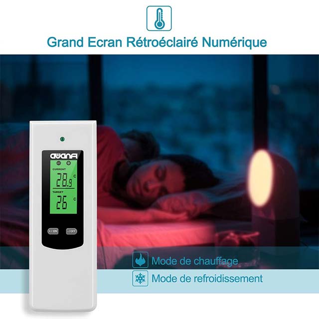 AWANFI Wireless Ambient Thermostat Outlet with Remote Control for Electric Radiators & Mobile Air Conditioners