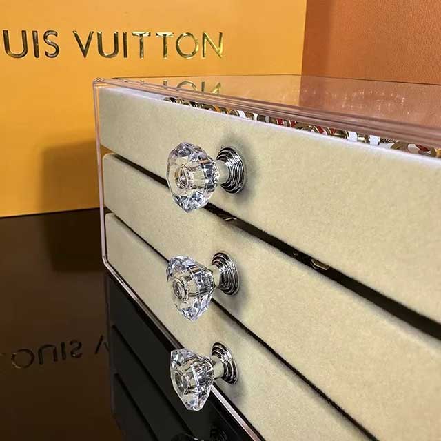 Acrylic & Velvet Jewelry Organizer with 3 Drawers – Stackable Display Storage Box for Earrings, Necklaces & Bracelets | Holder Case for Women