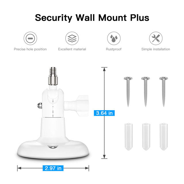 Adjustable Camera Wall Mount Holder – Compatible with Arlo Pro 4/Pro 3/Pro 2, Arlo Ultra/Ultra 2, Ring Stick Up Cam & More, 1/4" Screw Mount (1-Pack, White)