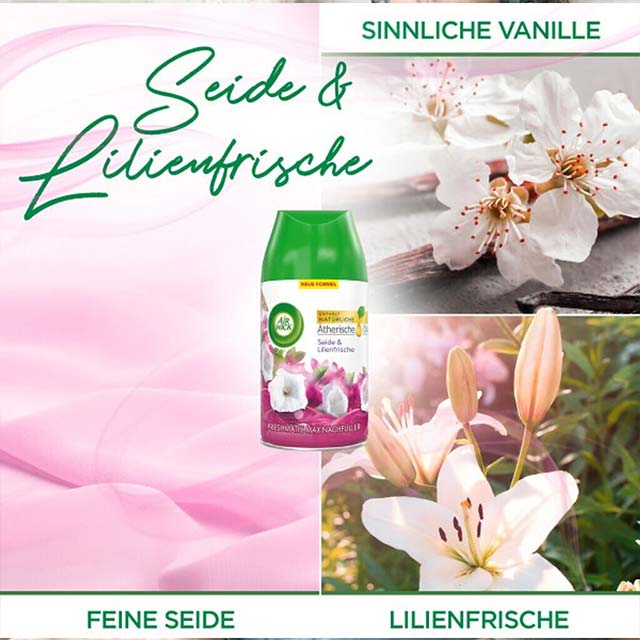 Air Wick Freshmatic Max Silk & Lily Refill 250ml – Long-Lasting Automatic Home Air Freshener