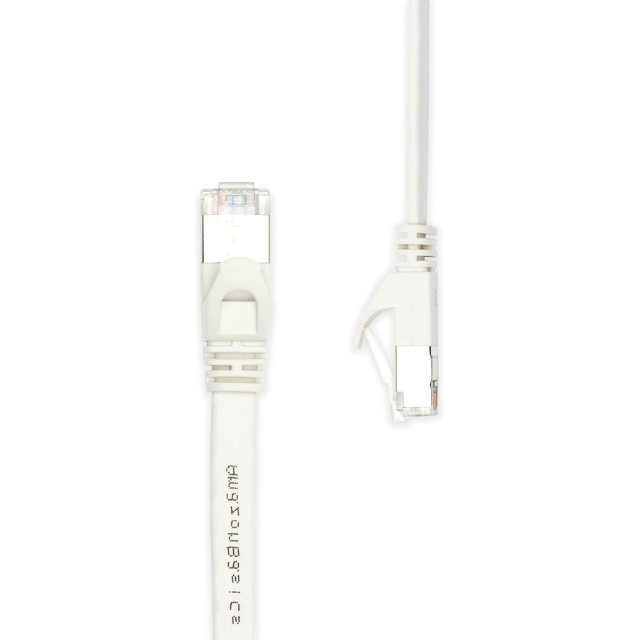 Amazon Basics 50ft Flat CAT7 Ethernet Cable – RJ45 Gigabit Patch Cord for Internet, Network & Printer (White)
