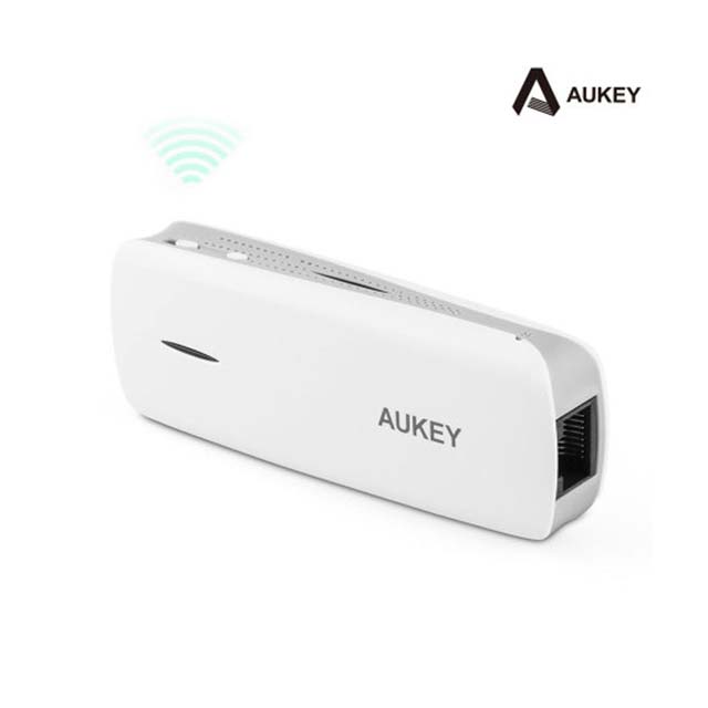 Aukey Wireless Travel Router & 1800mAh Power Bank - White