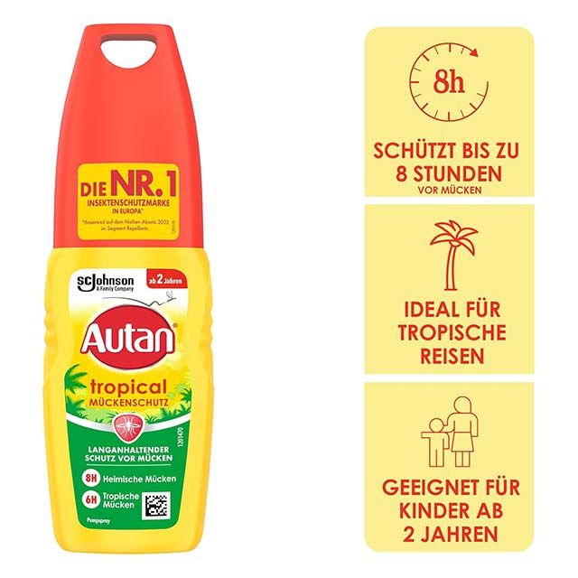 Autan Tropical Mosquito Repellent Pump Spray – 100ml for Body & Face ProtectionThis title includes primary keywords like "Autan Tropical," "Mosquito Repellent," "Pump Spray," as well as details like "100ml" and "Body & Face Protection" to help improve search engine visibility.