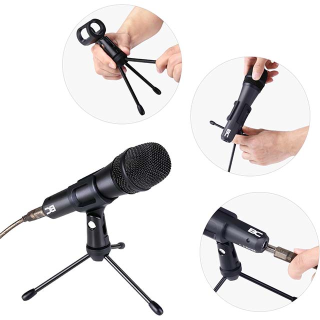 BC Master DM35U USB Dynamic Microphone for PC Recording, Podcasting & Streaming – Cardioid, Tripod Stand, Compatible with Windows & Mac (Black)