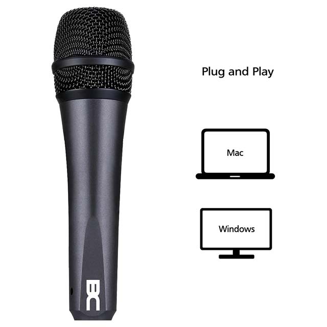 BC Master DM35U USB Dynamic Microphone for PC Recording, Podcasting & Streaming – Cardioid, Tripod Stand, Compatible with Windows & Mac (Black)