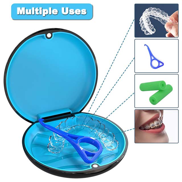 BVN Dental Braces Case – Black Dental Bite Holder & Orthodontic Box for Dental Prosthesis, Mouthguard Storage