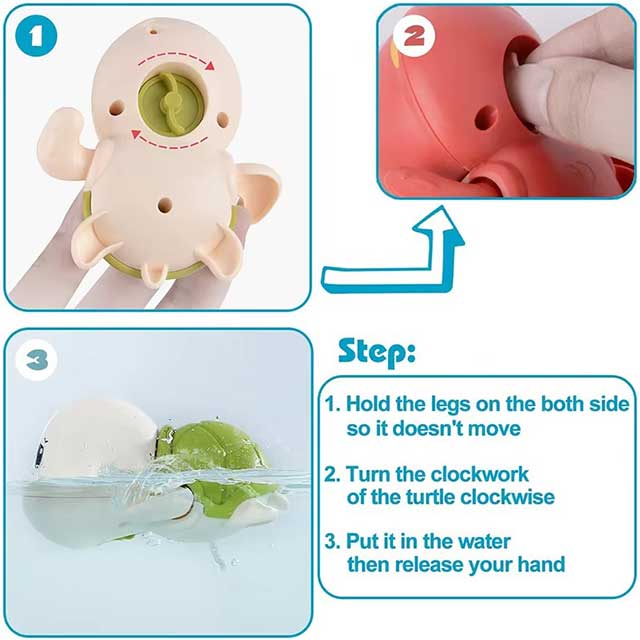 Baby Bath Toys – Cute Clockwork Swimming Turtle & Whale Water Toys for Kids’ Bath, Pool & Beach Play