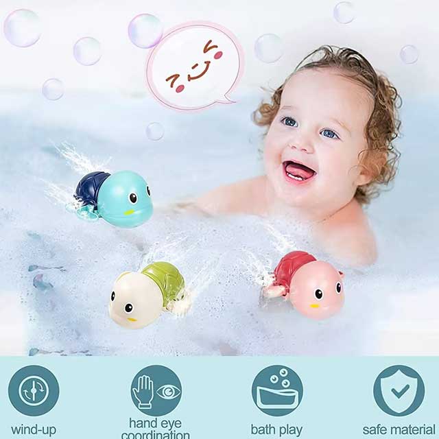 Baby Bath Toys – Cute Clockwork Swimming Turtle & Whale Water Toys for Kids’ Bath, Pool & Beach Play