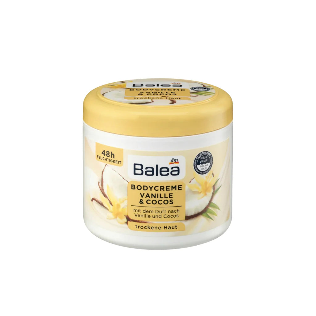 Balea Vanilla & Coconut Body Cream – 48h Moisturizing Cream for Dry Skin | Rich Hydrating Body Lotion
