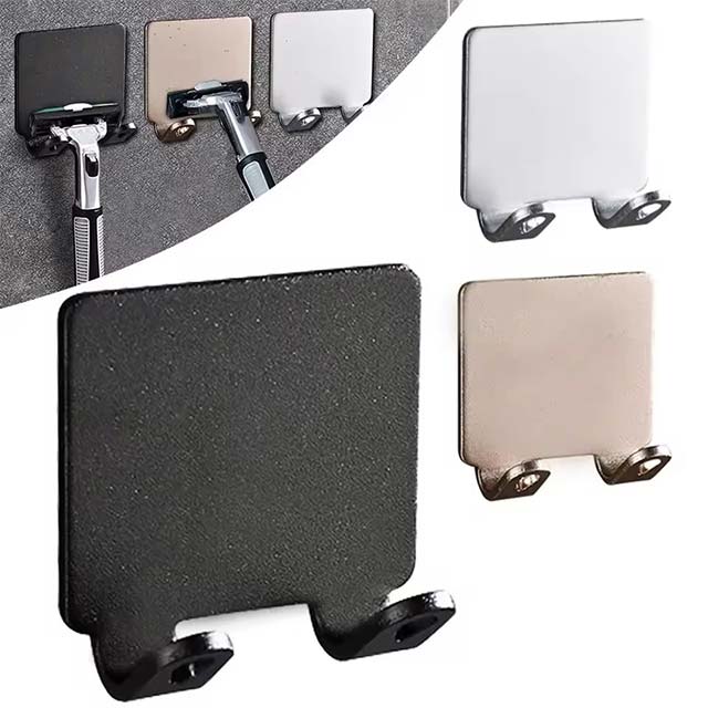 Bathroom Aluminum Razor Holder & Shaver Shelf – Punch-Free Wall-Mounted Storage Hook for Men’s Shaving Accessories Organization