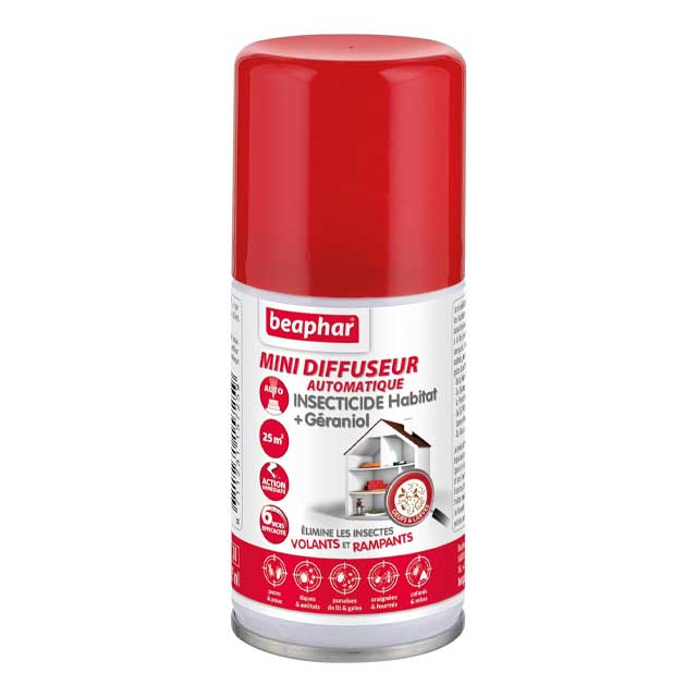 Beaphar Mini-Diffuser Insecticide with Geraniol – Automatic 6-Month Indoor Pest Control for Flying & Crawling Insects, Eggs & Larvae (25 m² Coverage)