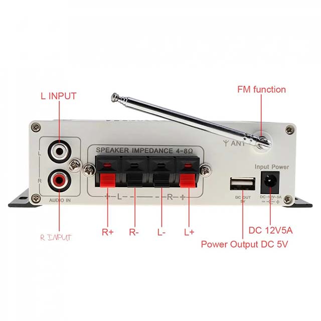 Black Remote Control, Wireless Bluetooth, Hi-Fi, Class-AB Stereo, Super Bass Audio, Power Amplifier