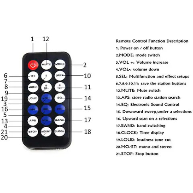 Télécommande universelle noire pour MP3 – Compatible avec les modules MP3, les cartes d'amplification et les haut-parleurs audio