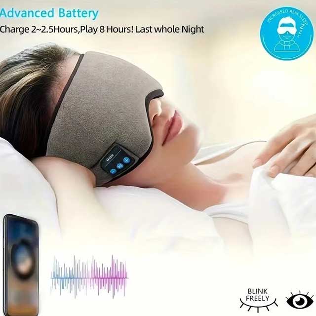 Bluetooth Sleep Eye Mask with Wireless Music – 3D Blackout Breathable Eye Cover & Smart Headband for Sleeping, Travel & Yoga